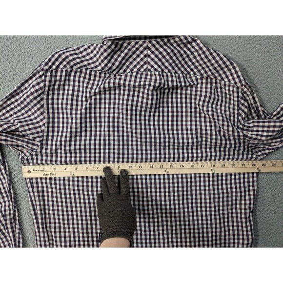 Billy Reid Shirt XL Standard Cut Linen Blend? Long Sleeve Button Colorful Check - Picture 10 of 14